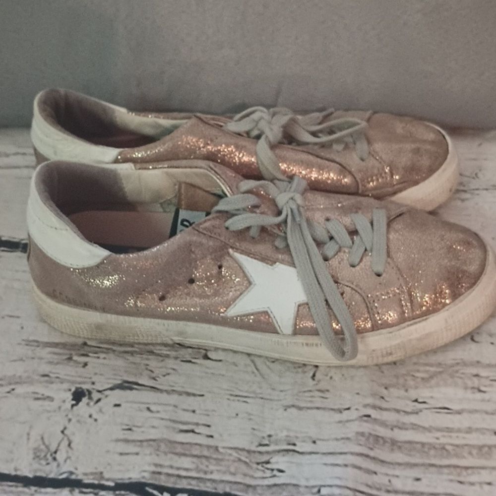 Golden Goose Metallic Gold May GGDB Sneakers Tennis Shoes 37 - Picture 5 of 11